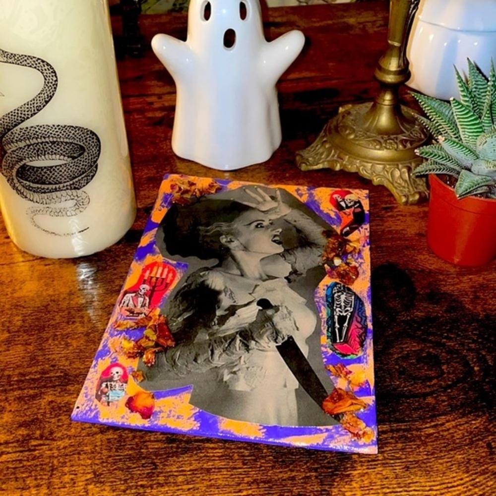 BRIDE OF FRANKENSTEIN HORROR HALLOWEEN COLLAGE ART
